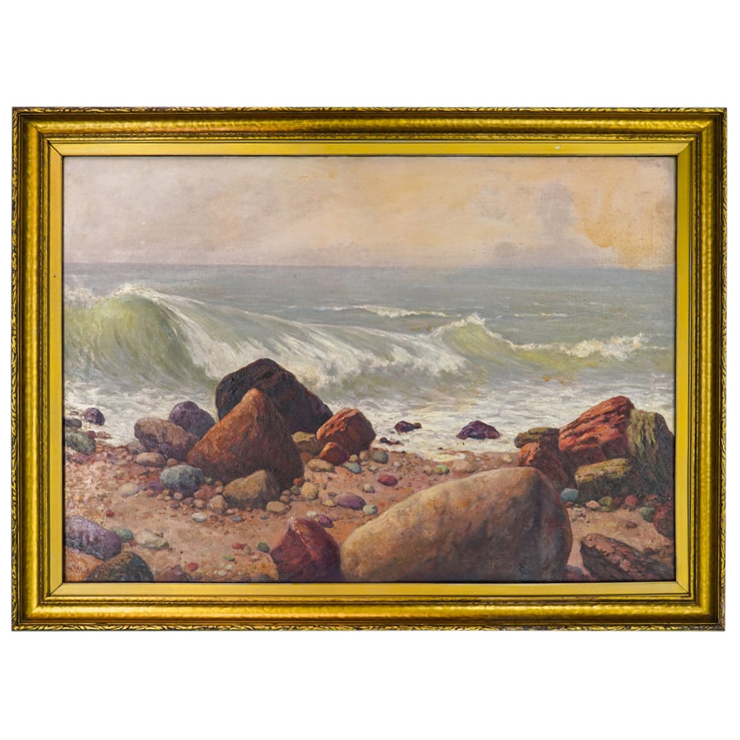 Carl Muller (1862-1938) Rocky Beach Oil On Canvas (1 of 6)