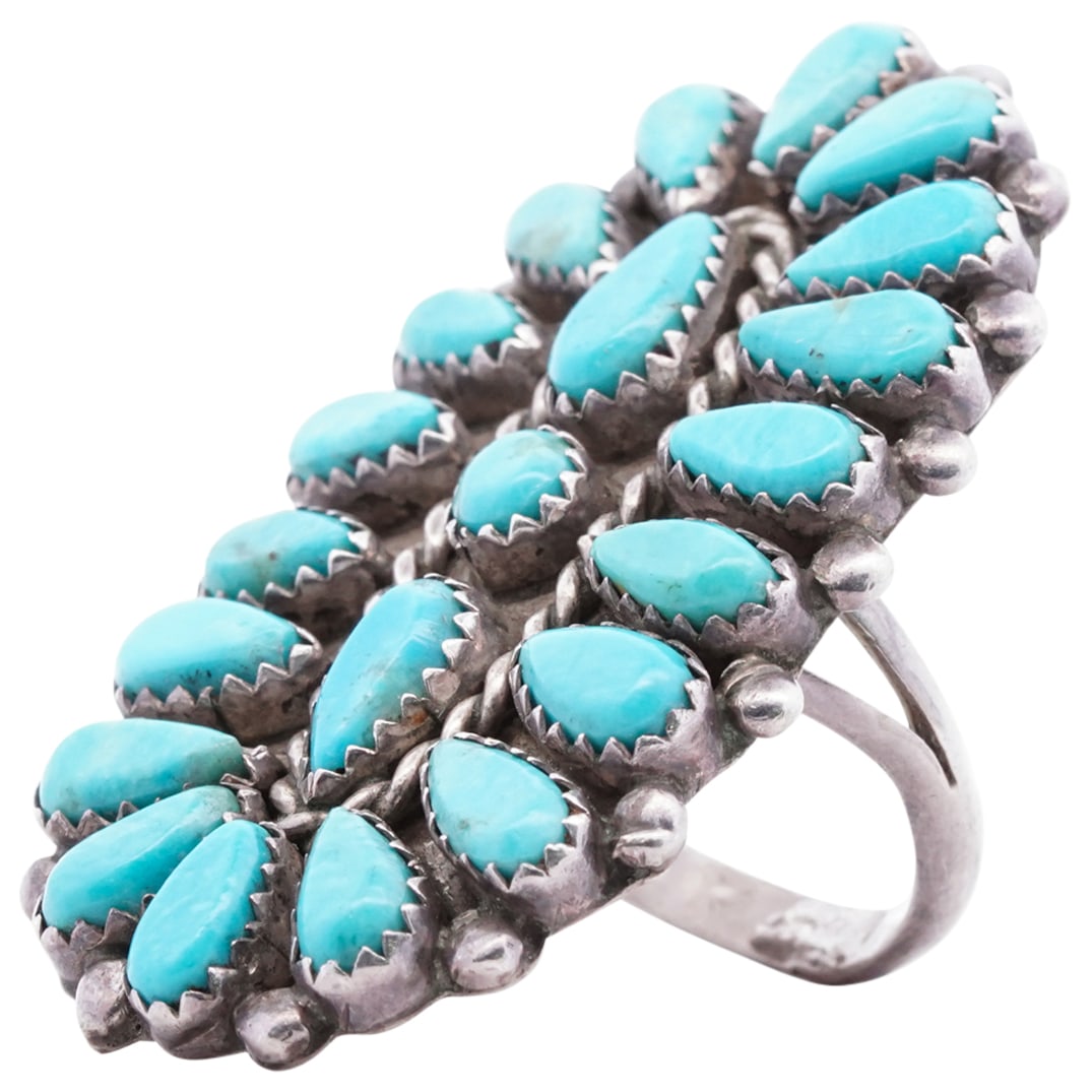 Large Zuni Sterling Silver and Turquoise Ring (1 of 3)