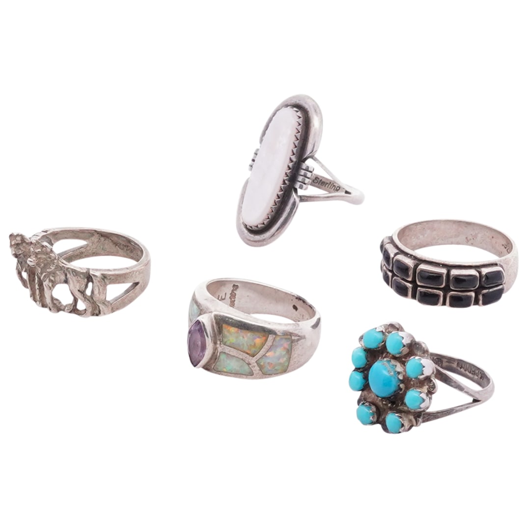 (5 Pc) Native American Sterling Silver Rings (1 of 6)