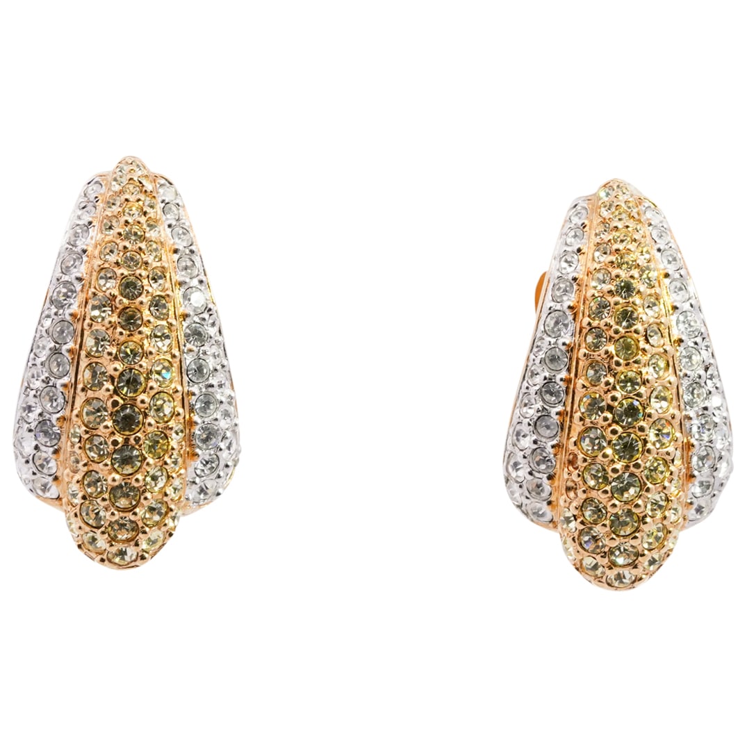 Swarovski Crystal White / Yellow Faux Diamond Clip On Earrings (1 of 5)