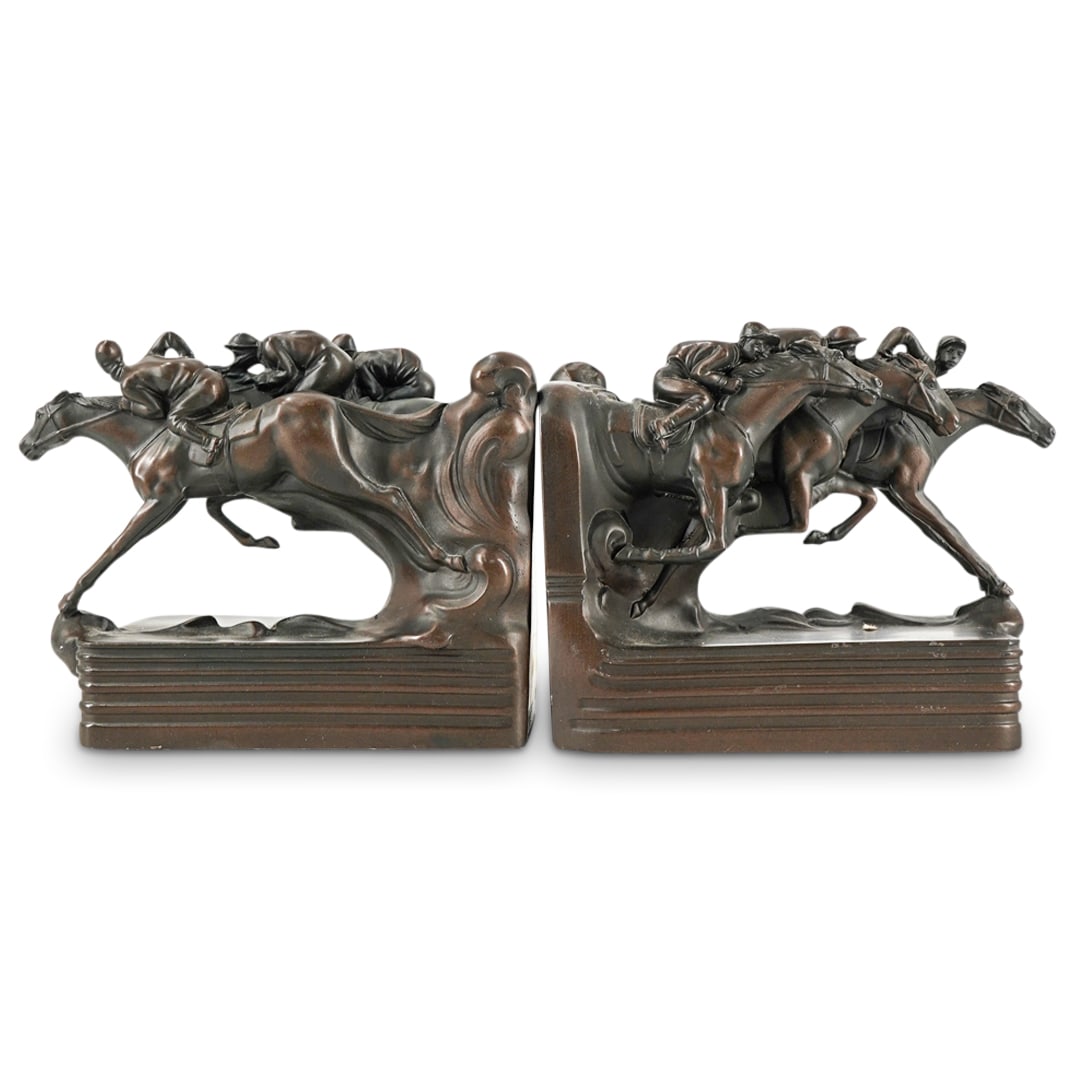 Bonded Bronze Equestrian Horse Race Bookends (1 of 6)