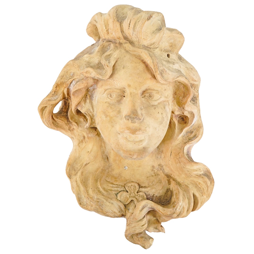 Art Nouveau Austrian Terracotta Maiden Wall Mask (1 of 5)