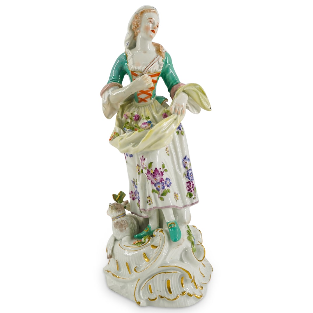 Antique Meissen Hand Painted Glazed Porcelain Young Lady Figurine (1 of 7)