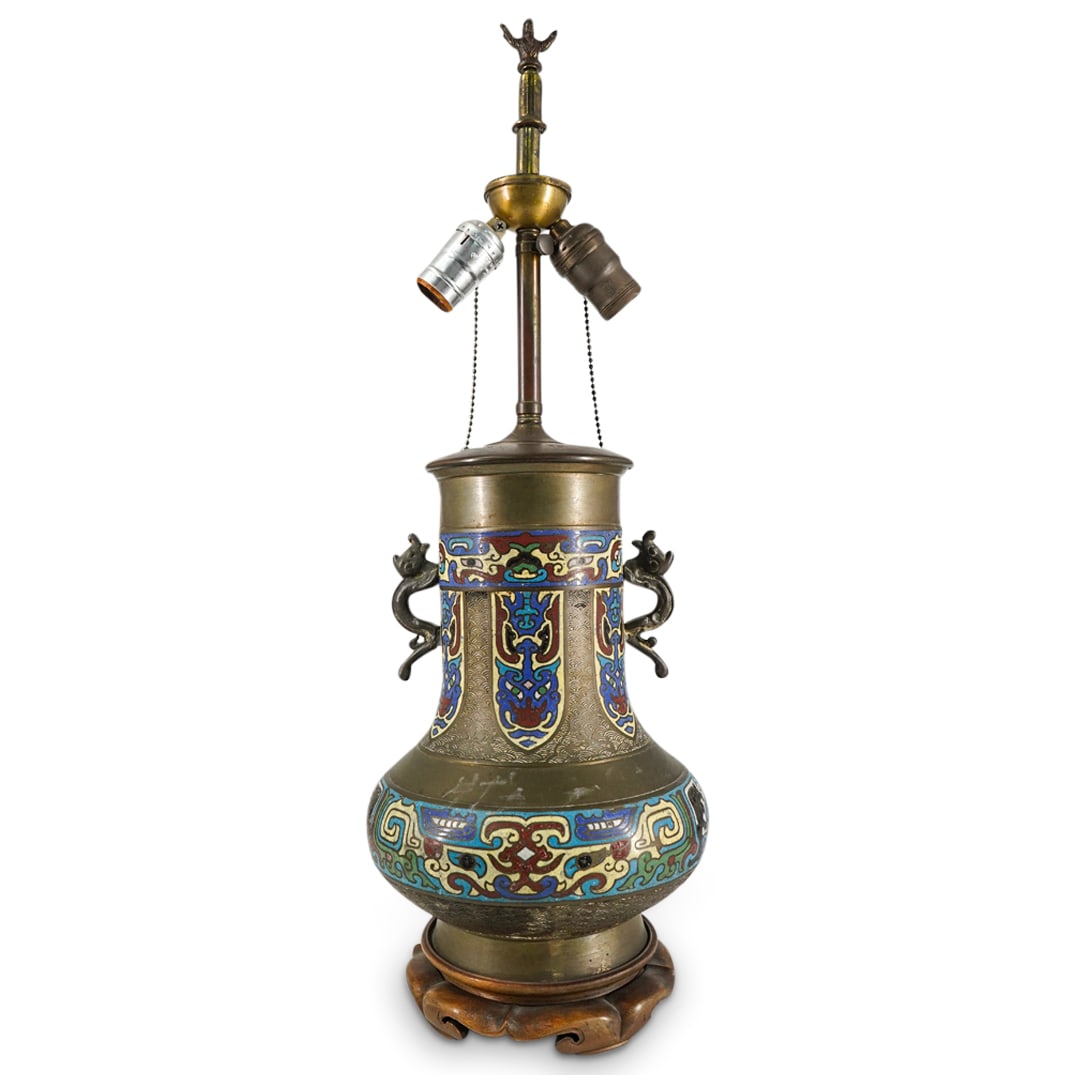 Vintage Chinese Cloisonne Vase Table Lamp (1 of 7)
