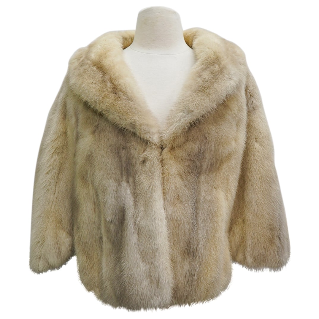 Antique Monogrammed White And Grey Fur Shawl (1 of 6)