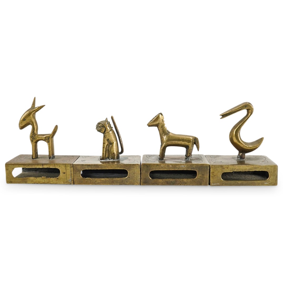 (4 Pc) Vintage Brass Animal Themed Match Box Holders Collection (1 of 4)