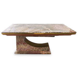 Paul Puccio (b. 1934) Brass & Multi Colored Onyx Extension Dining Table