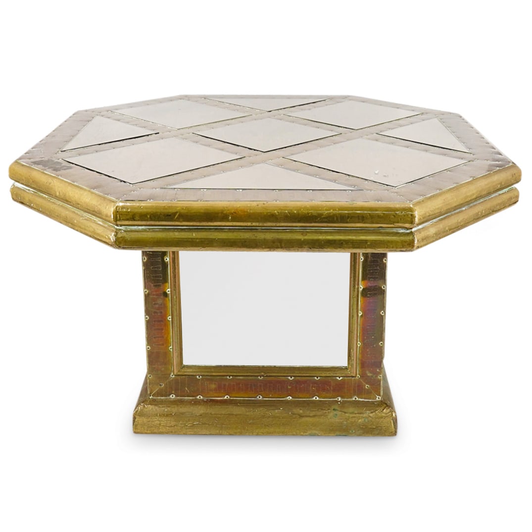 Mid Century Brass Mirrored Accent Table (1 of 8)