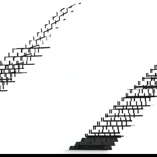 Abstract Architectural Welded Steel Sculpture: DESCRIPTION: An Architectural sculpture composed of powder coated steel with welded foundation. Constructed after the building in (New York City, 2165) CIRCA: Mid 20th Cent. ORIGIN: USA DIMENSIONS:
