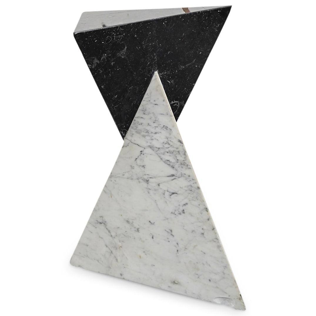 Modernist Tone Marble Triangular Pyramidal Pedestal (1 of 6)