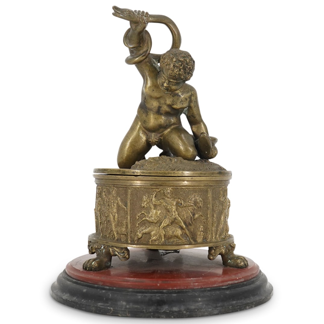 19th Cent. French Hercules Bronze and Rouge Marble Inkwell (1 of 5)
