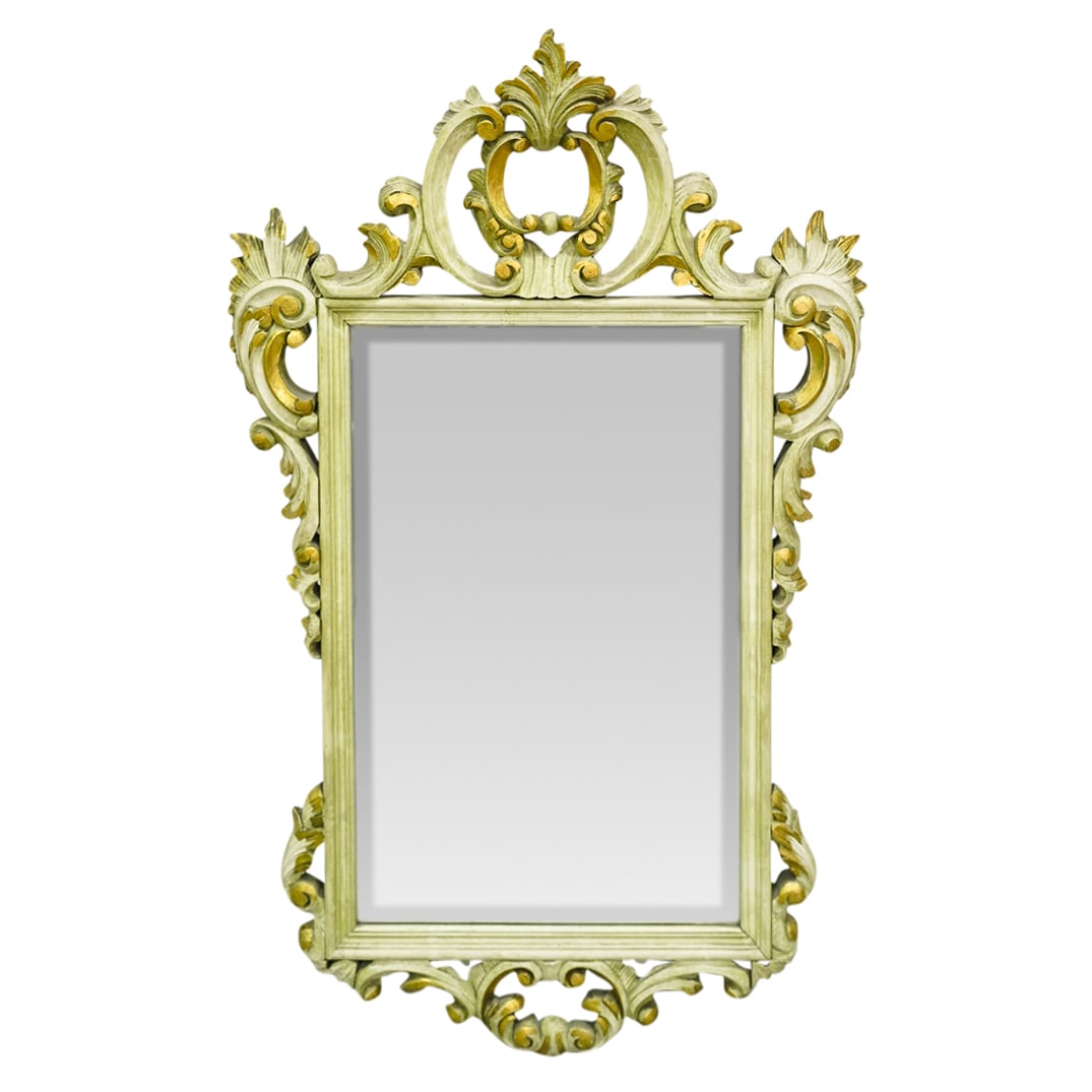 Vintage Italian Partial Gilt Carved Wood Mirror (1 of 4)