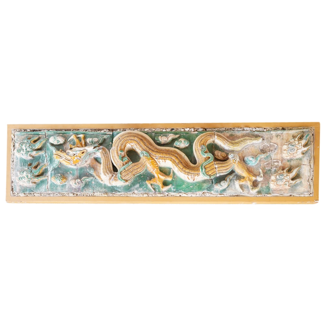 Large Chinese Doucai Ceramic Dragon Plaque (1 of 11)