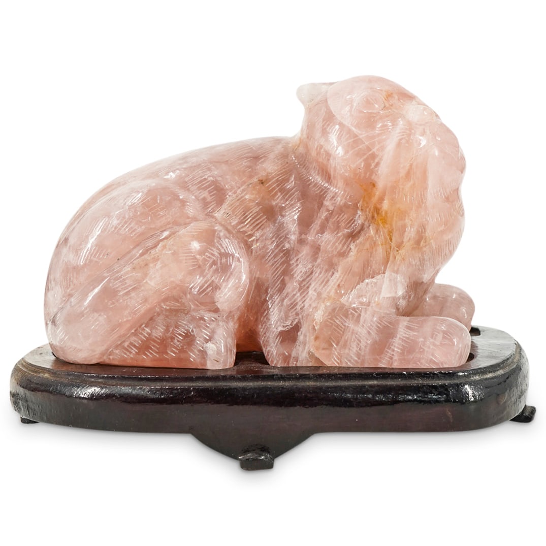Antique Chinese Rose Quartz Cat (1 of 7)