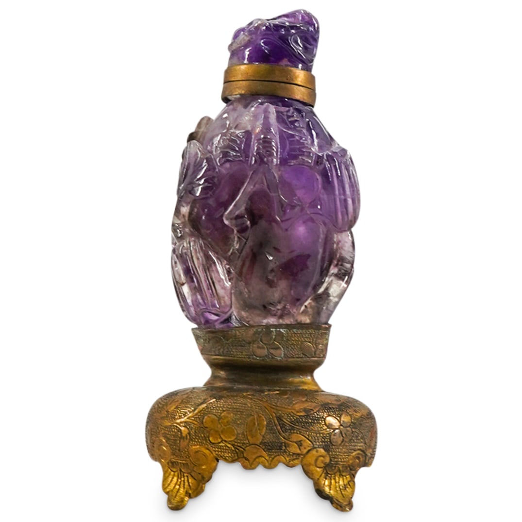 Antique Chinese Amethyst Quartz and Bronze Snuff Bottle (1 of 4)