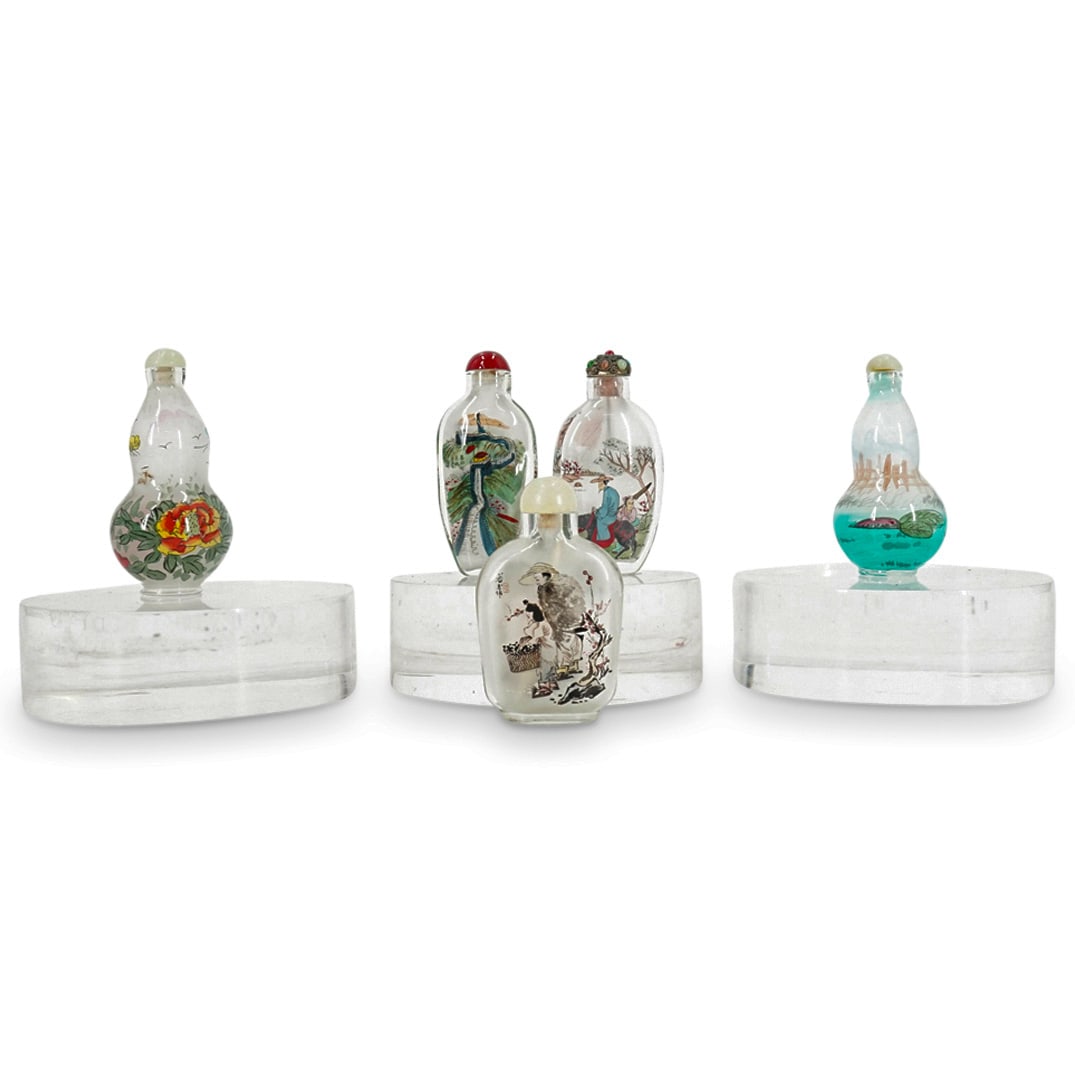 (5 Pc) Chinese Reverse Painted Glass Snuff Bottles (1 of 8)