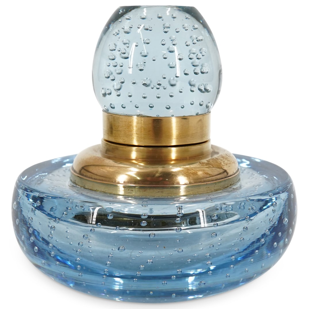 Art Deco Controlled Bubble Paperweight Inkwell (1 of 5)