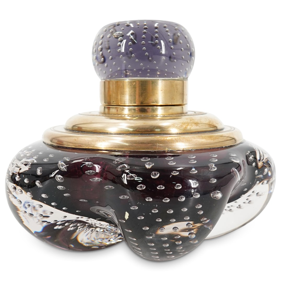 Art Deco Controlled Glass Paperweight Inkwell (1 of 6)