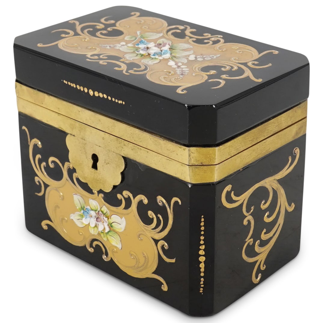 Antique Moser Glass and Bronze Enamel Casket Box (1 of 5)
