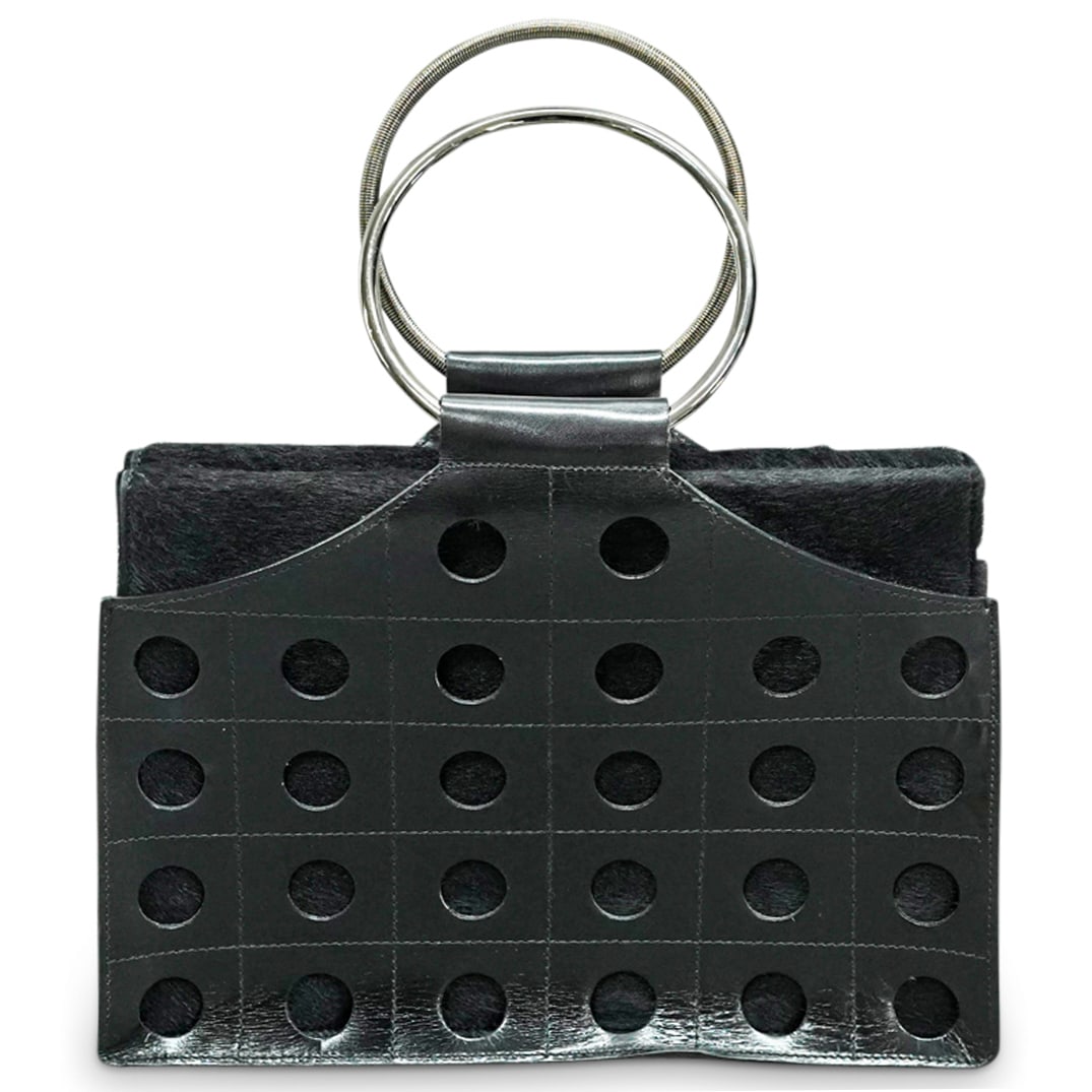 Vintage Tanner Krolle Black Leather Cut Out Bag (1 of 5)