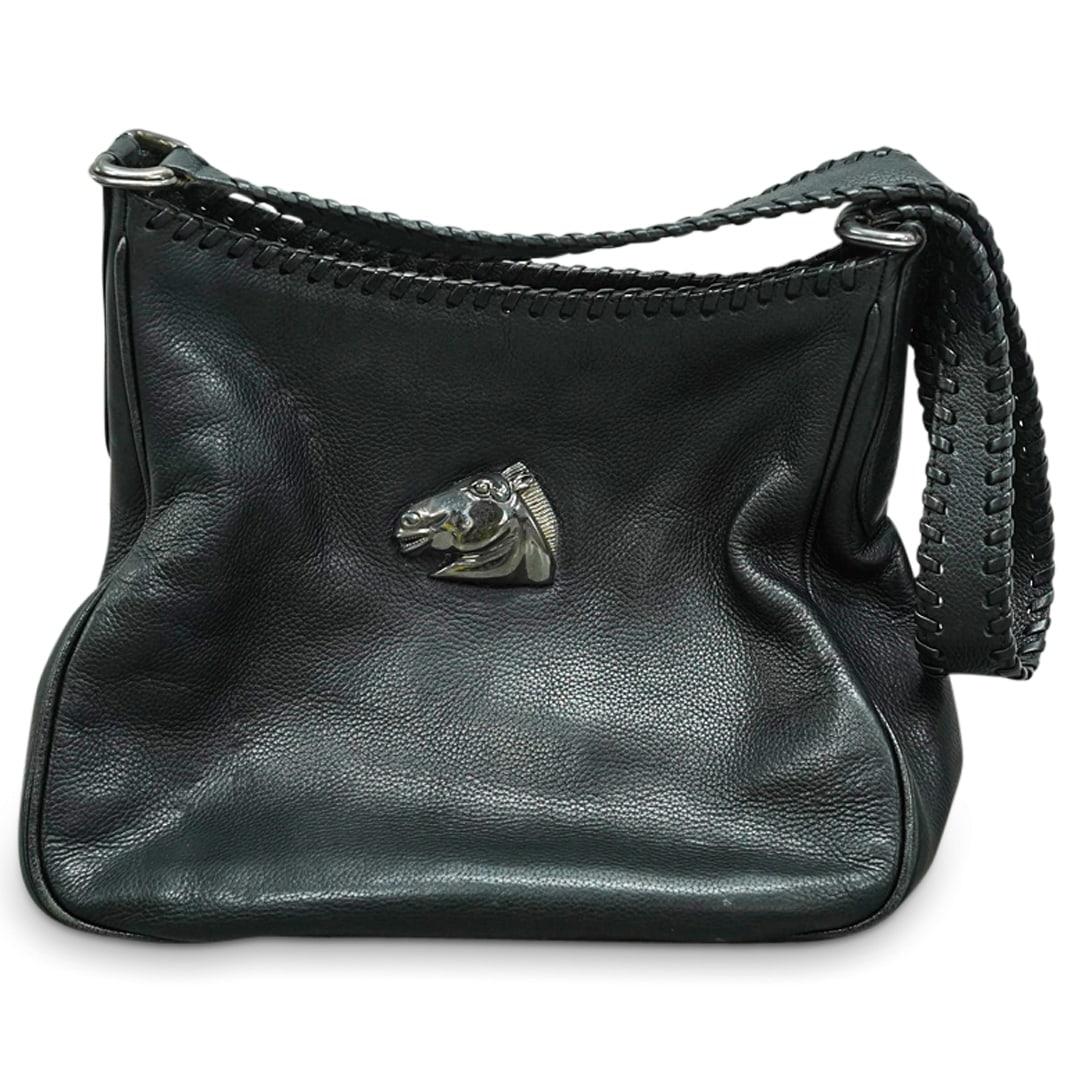 Vintage Barry Kieselstein-Cord Leather Hobo Bag W/ Horse Head Motif (1 of 6)