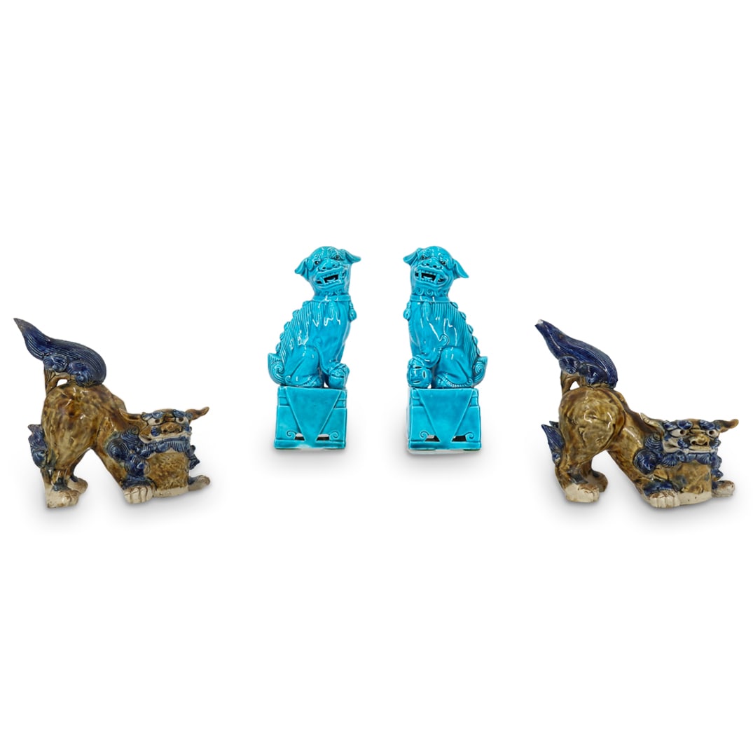 (4 Pc) Chinese Porcelain Guardian Lion Sculpture (1 of 9)