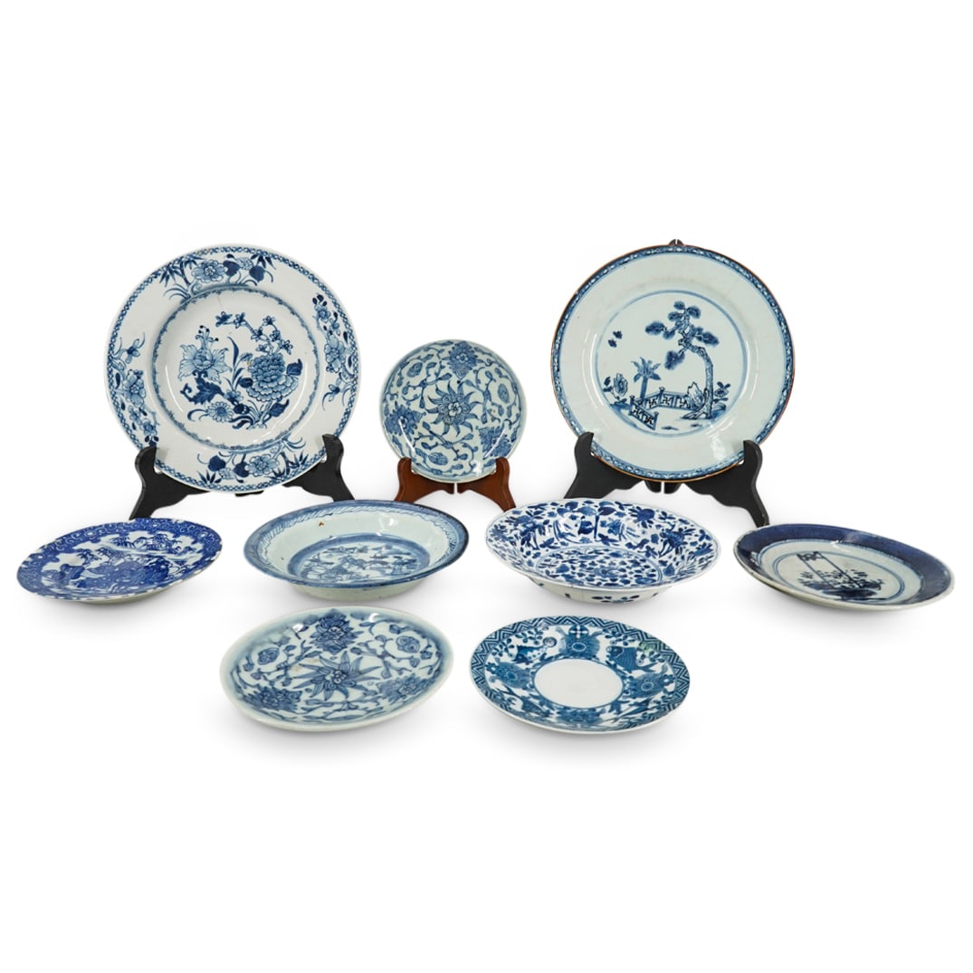 (9 Pc) Antique East Asian Blue And White Porcelain Dishware (1 of 10)