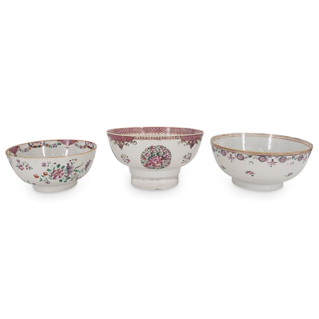 (3Pc) Antique Lowestoft Porcelain Bowls (1 of 8)