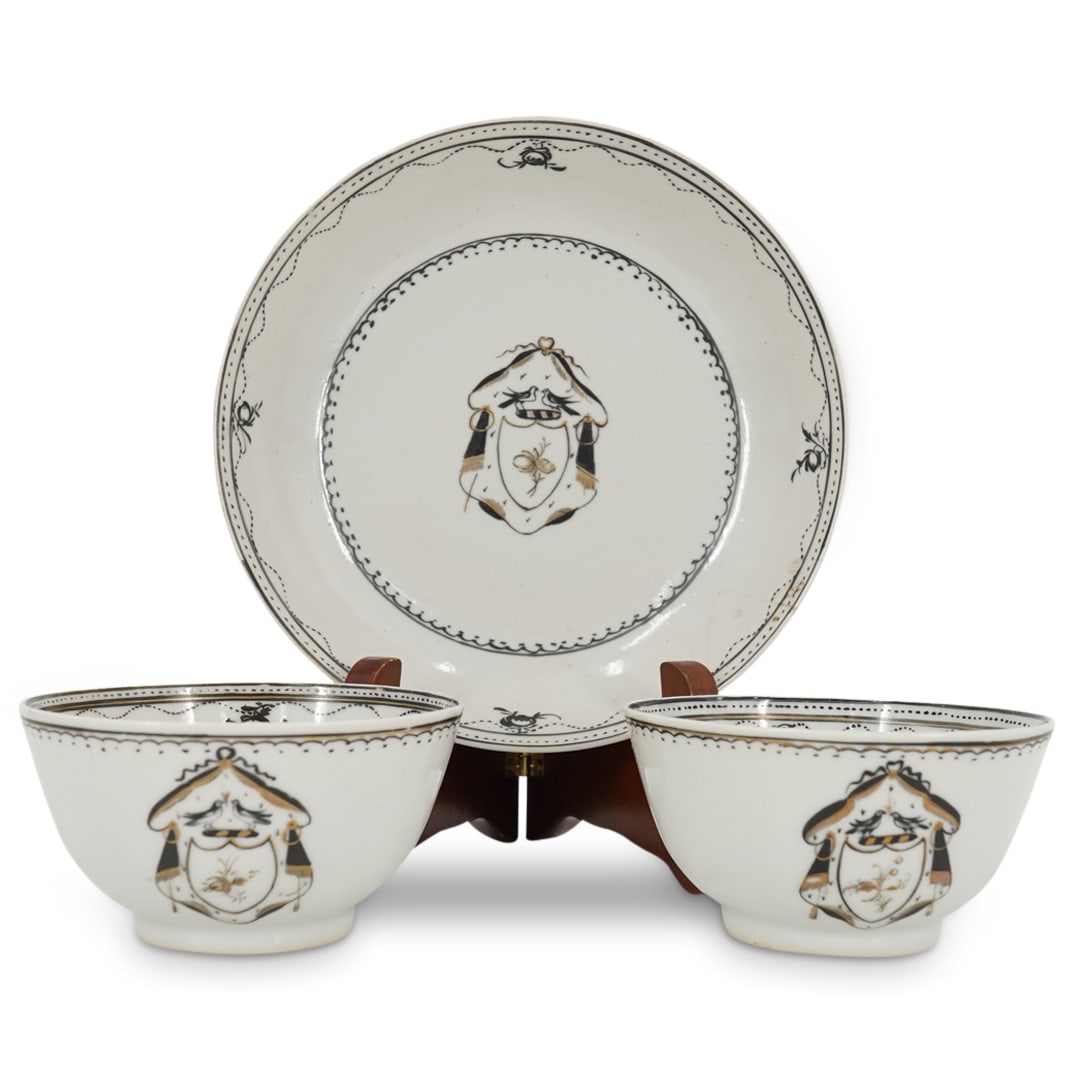 (3Pc) Lowestoft Porcelain Group (1 of 7)