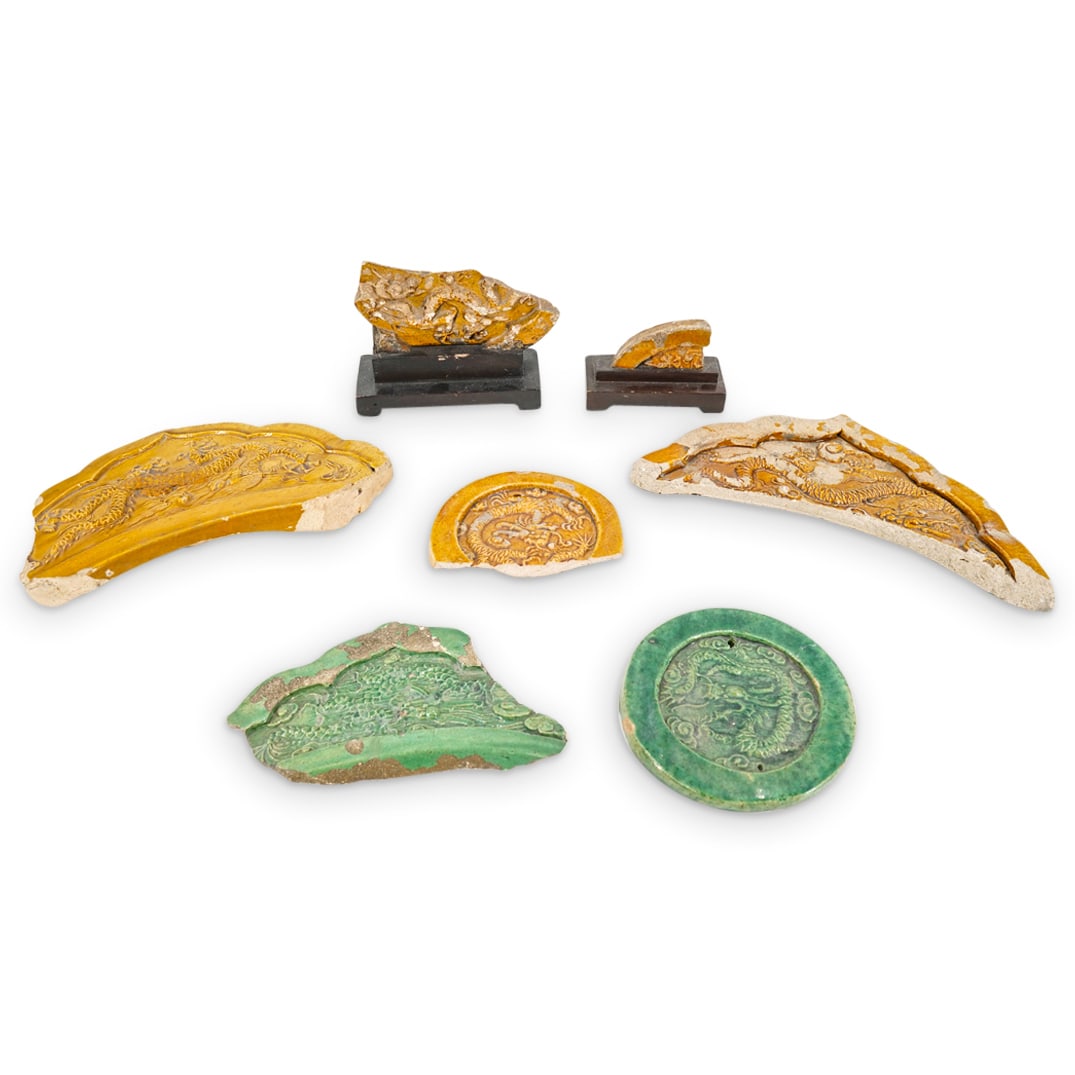(7 Pc) Antique Chinese Ceramic Tiles (1 of 7)