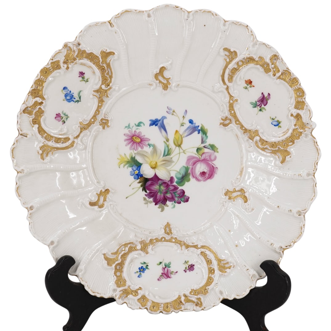 Antique Meissen Porcelain Embossed Floral Centerpiece Charger (1 of 3)