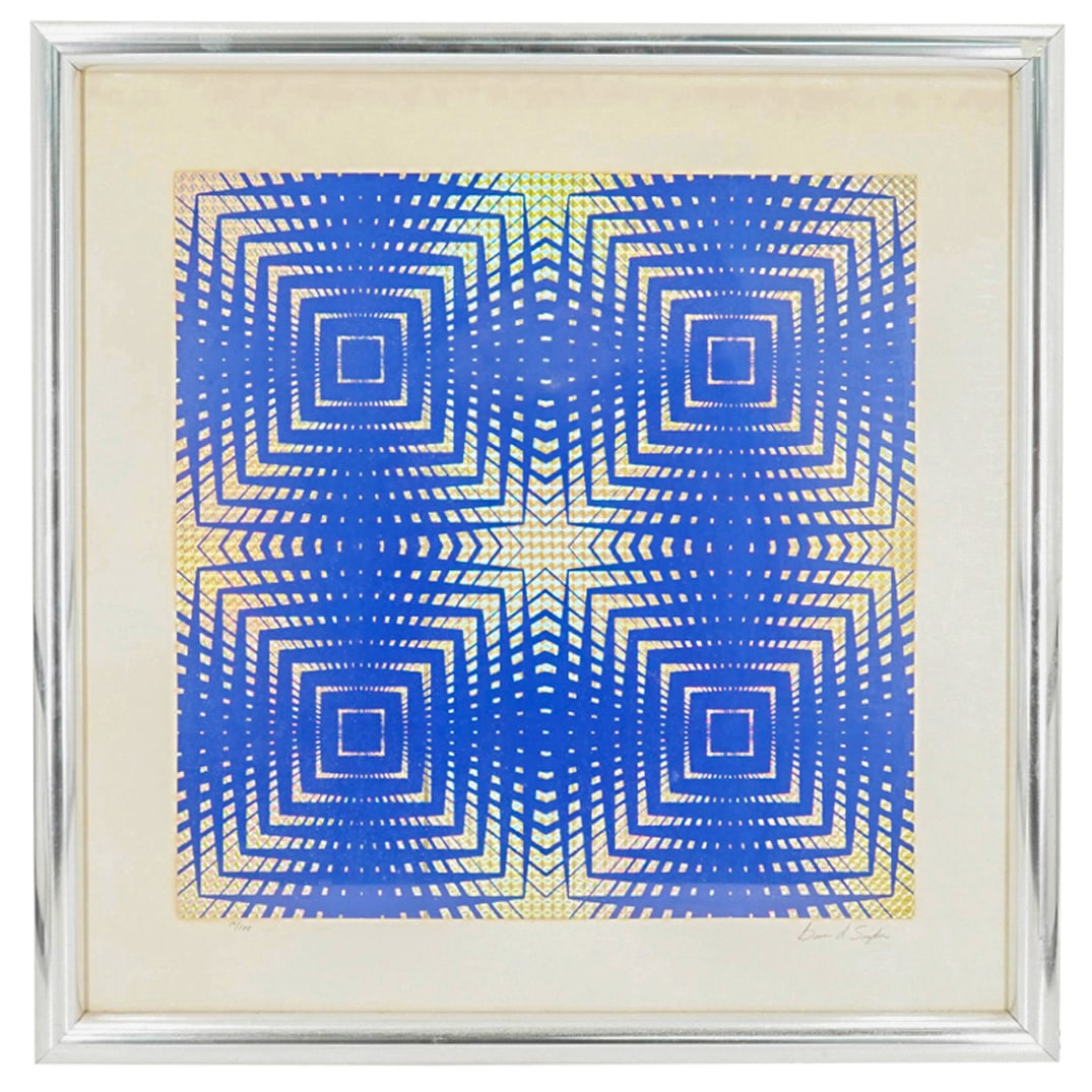 Signed D. Snyder Framed Optical Art Painting (1 of 5)