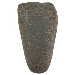 Pre Columbian Stone Celt: DESCRIPTION: Pre-Columbian stone celt tool. Inscription in ink: "Clark". CIRCA: Pre-Columbian ORIGIN: U.S. DIMENSIONS: H: 2.75" W: 4.75" CONDITION: Minor wear, consistent with age and use, in spots.