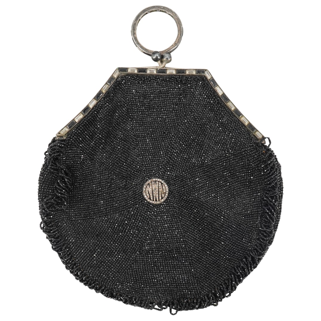 Antique French Miniature Silver And Beaded Purse (1 of 4)