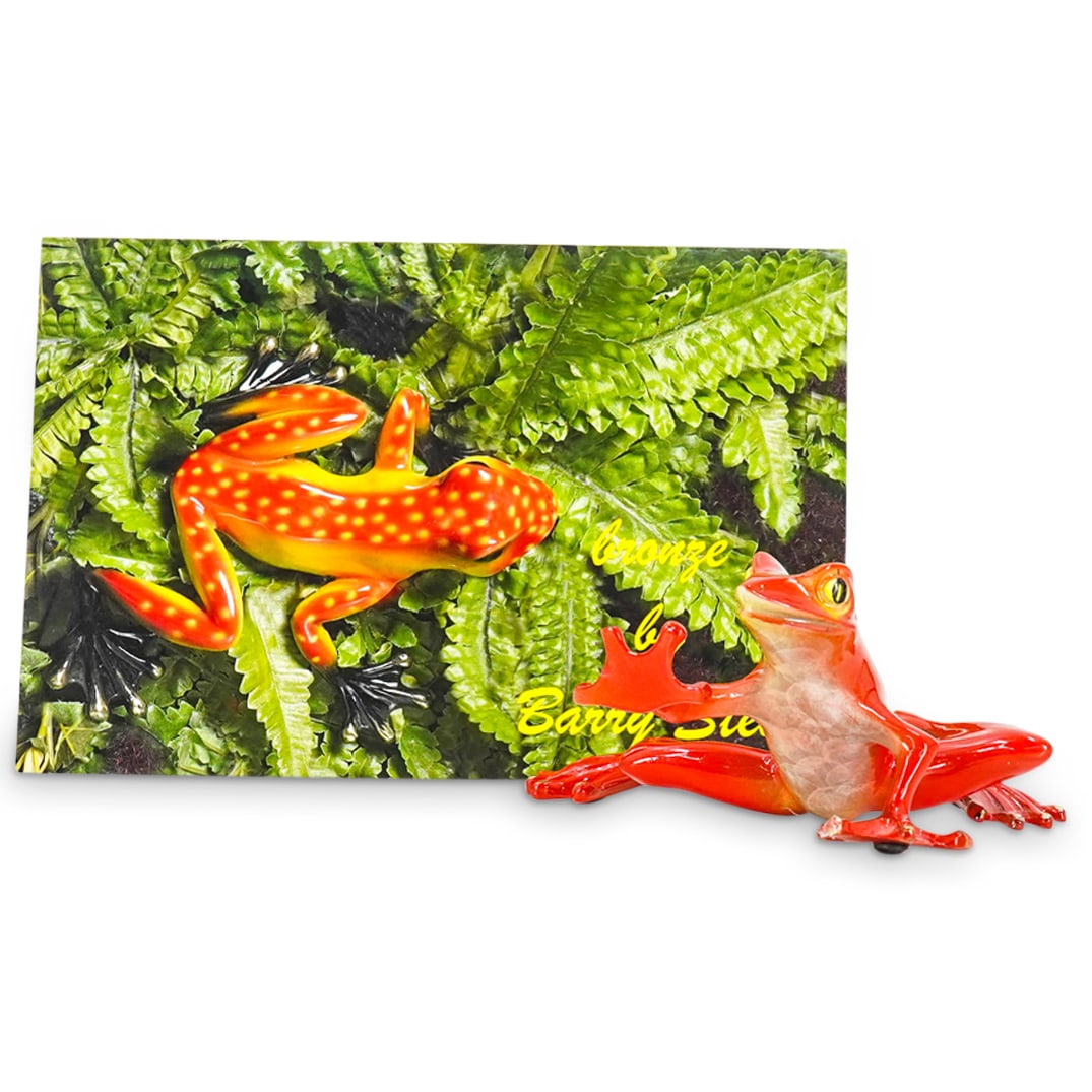Limited Edition Signed Barry Stein "Hot Red" Frog Bronze Sculpture (1 of 10)
