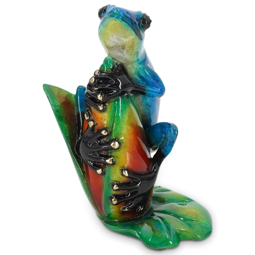 Limited Edition Signed Barry Stein "Sitting Pretty" Frog Bronze Sculpture (1 of 7)
