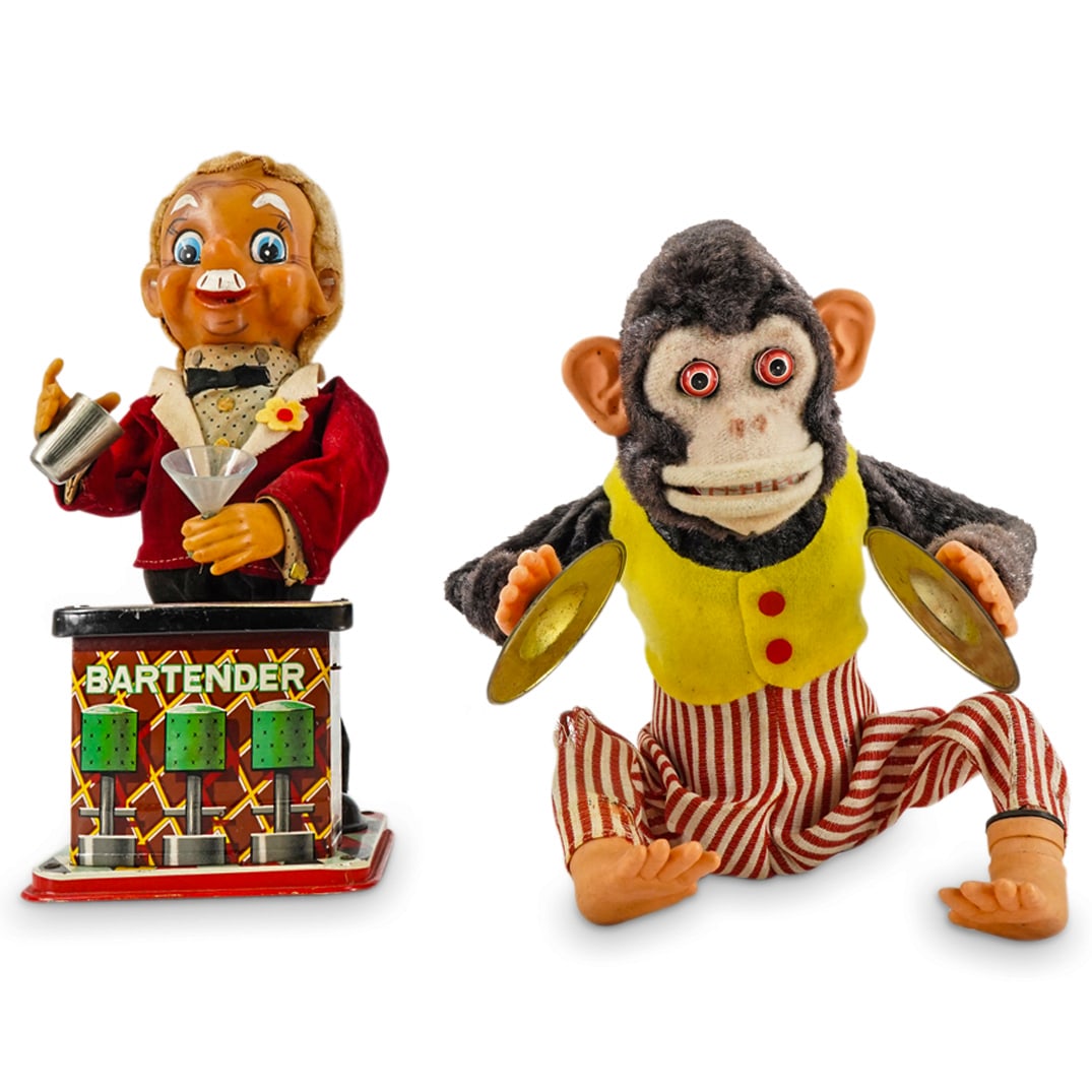 (2 Pc) Vintage Japanese & Korean Monkey / Bartender Mechanical Toys (1 of 13)