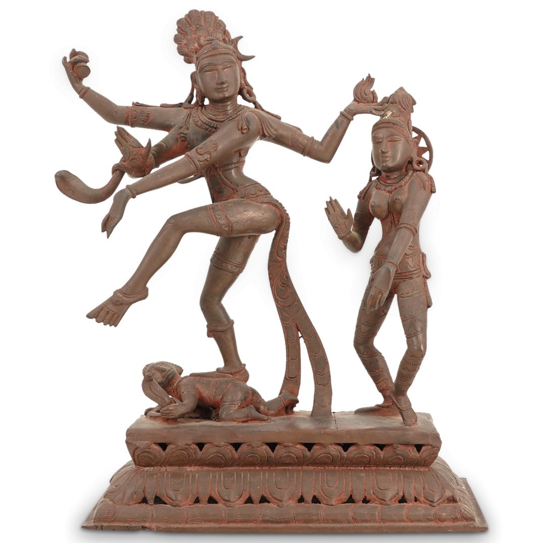 Large Antique Bronze Indian Dancing Lord Shiva & Shakti (1 of 8)