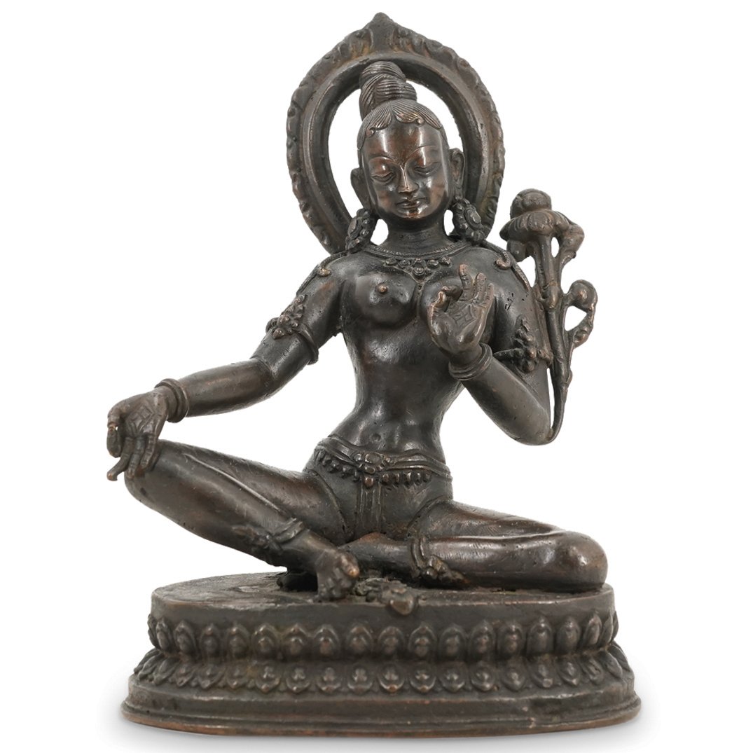Fine 19th C. Nepalese Bronze Green Tara Buddha (1 of 6)