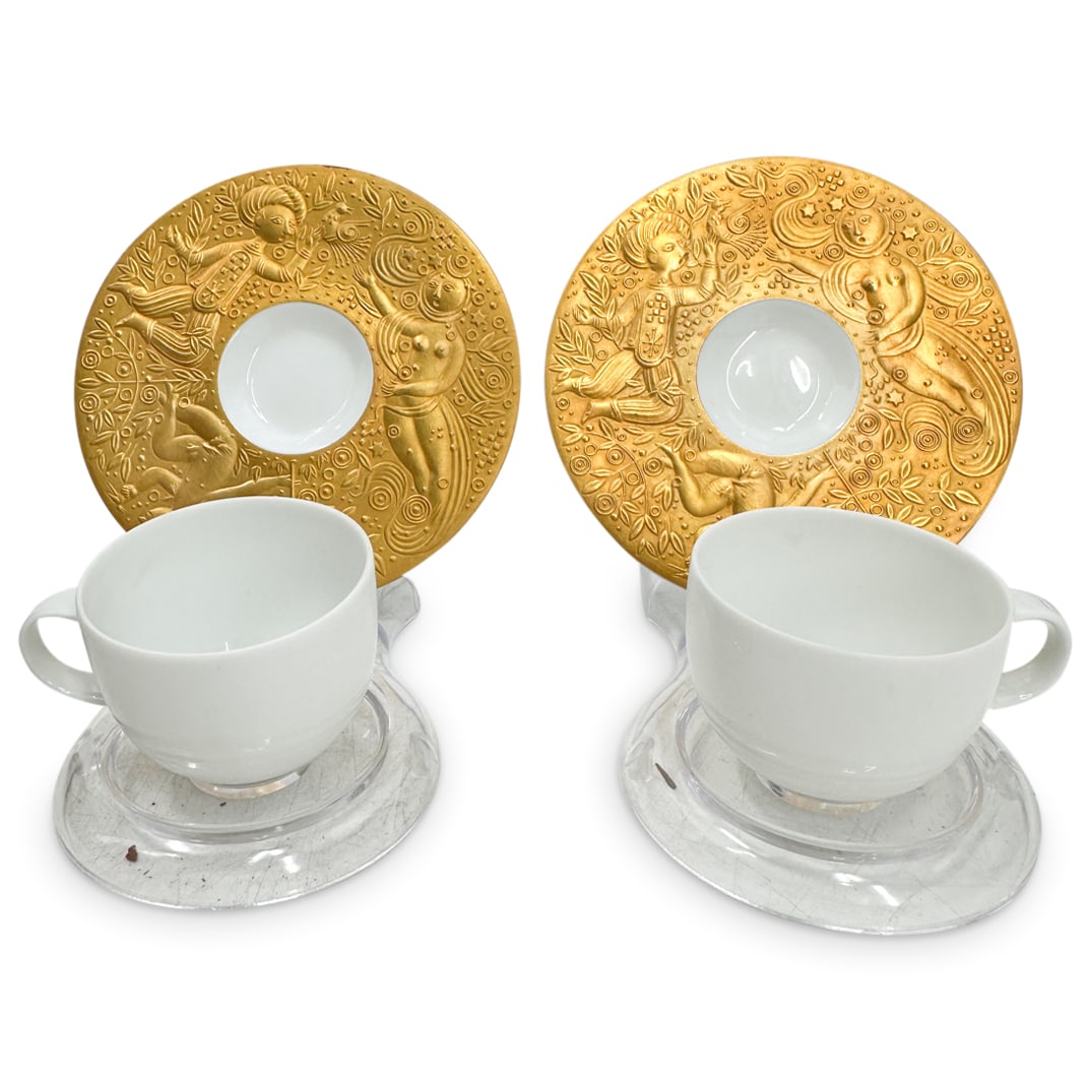 (4 Pc) Rosenthal Porcelain Zauberflote Sarastro Demitasse Coffee Cups & Saucer Plates (1 of 4)