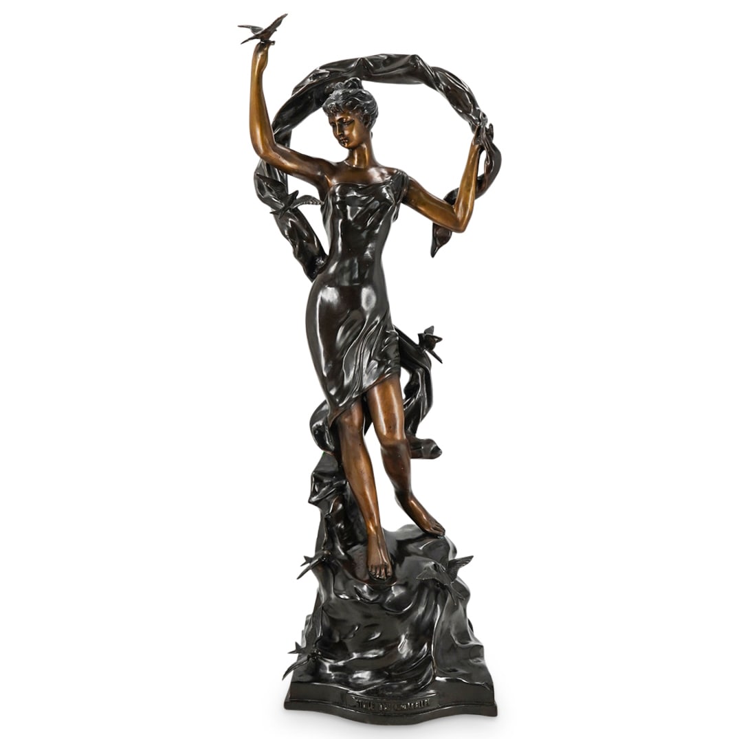 Large After Adrien Etienne Gaudez "Retour Des Hirondelles" Metal Sculpture (1 of 10)