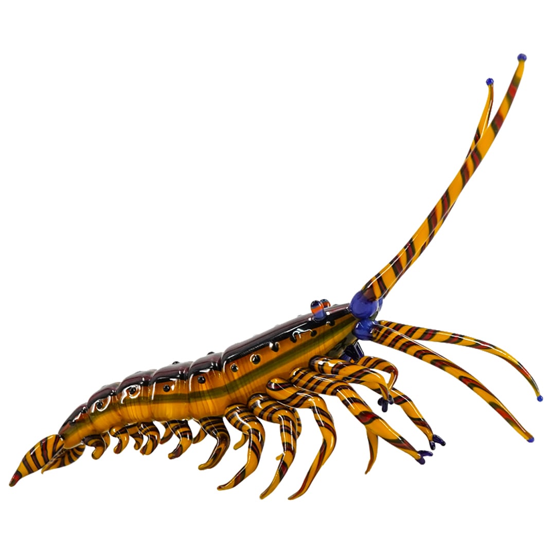 Tim Jerman (American, 1957 ) Art Glass Shrimp Sculpture (1 of 6)