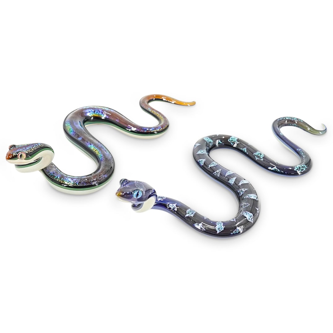 (2 Pc) Scott Bisson (American, 20th Cent.) Studio Art Glass Snake Sculptures (1 of 7)
