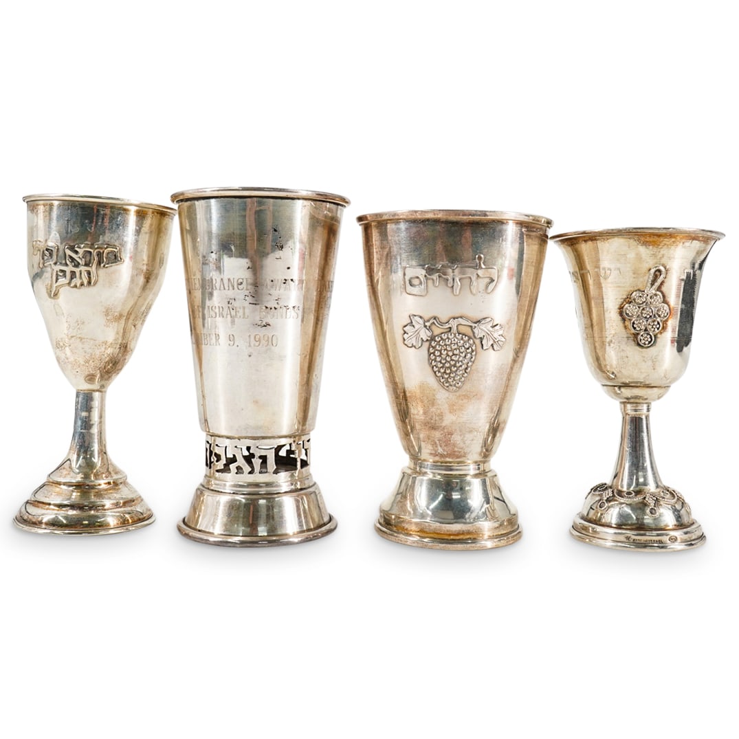 (4 pc) Judaica Sterling Silver Kiddush Cups (1 of 14)