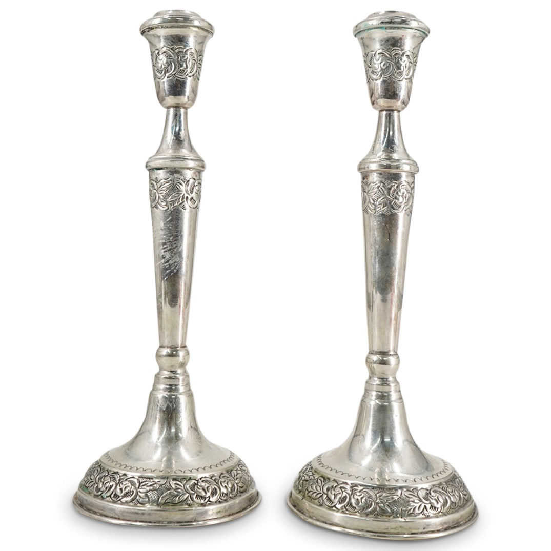 Pair of Israeli 800 Silver Candlesticks (1 of 9)