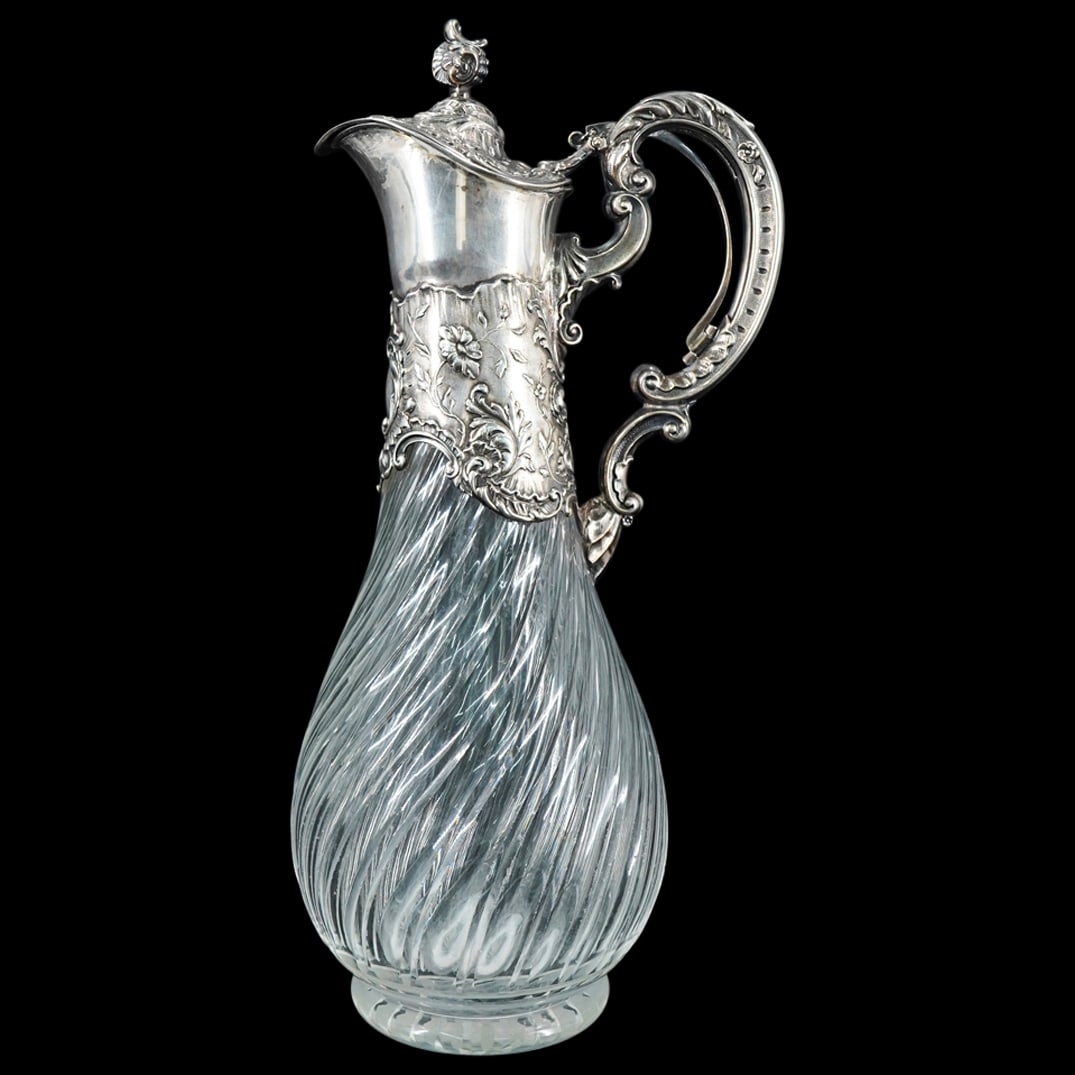 Antique Koch & Bergfeld German 800 Silver & Crystal Claret Jug (1 of 9)