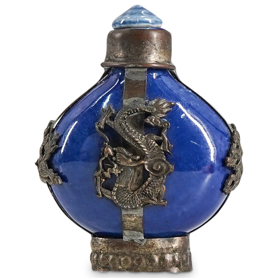 Antique Chinese Porcelain And Sterling Silver Snuff Bottle (1 of 5)