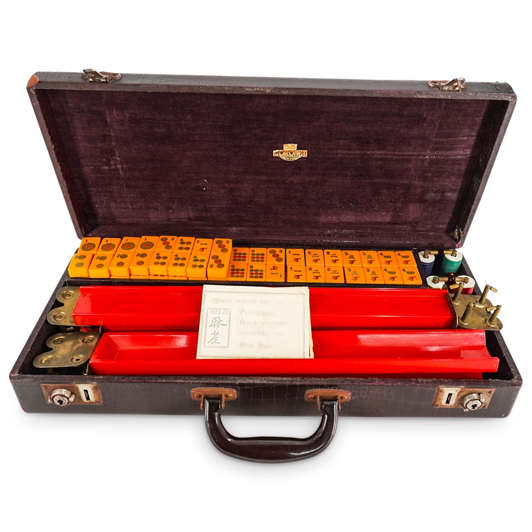 Vintage Coronet 160 Tile Mahjong Set In Gator Patterned Case (1 of 9)