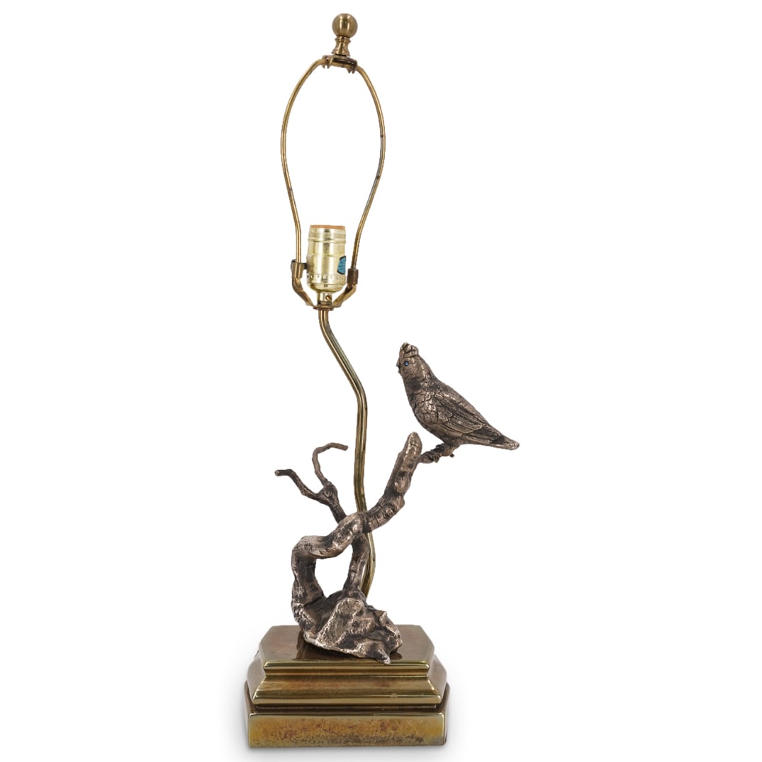 Antique Nickel Plated Bronze Bird Table Lamp (1 of 9)
