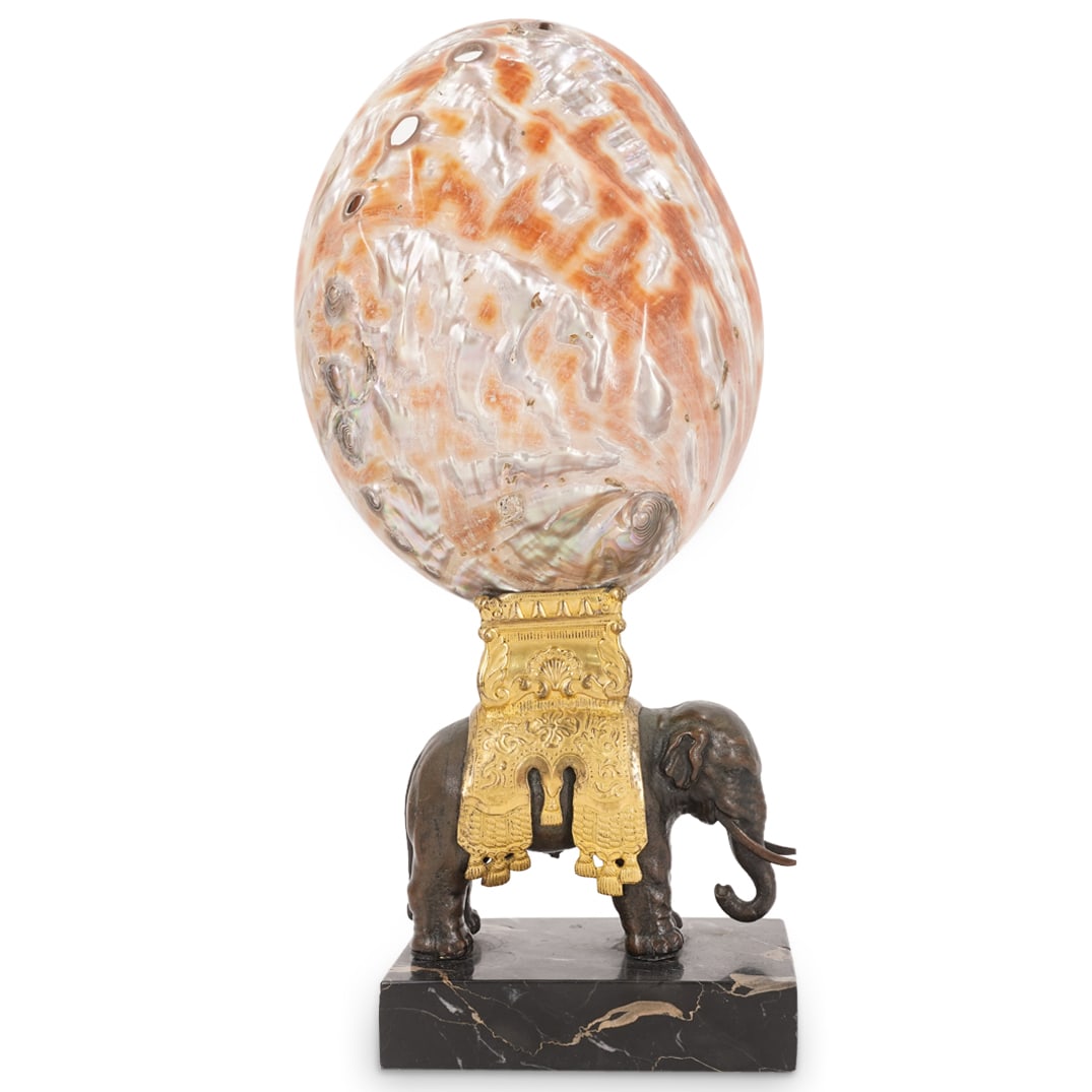 Antique European Bronze And Mother Of Pearl Elephant Candlestick (1 of 11)